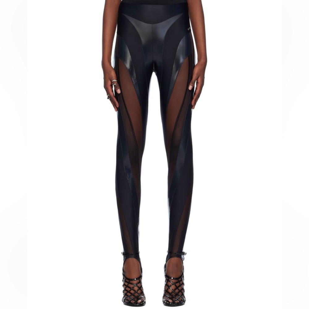Mugler Black Spiral Leggings